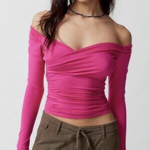 Base shirt basic sexy style slim fit big shoulder pull pleats